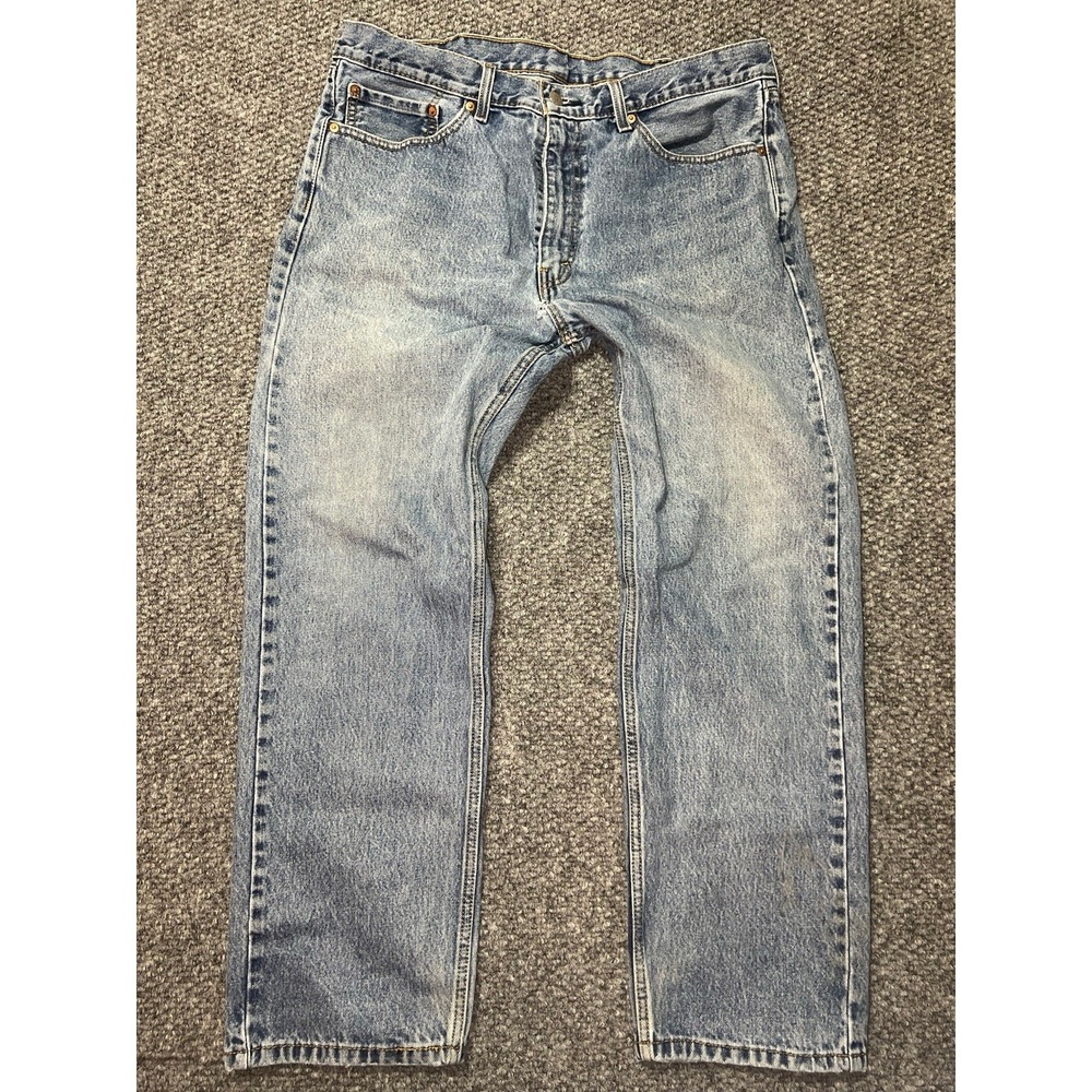 Men's Light Blue Light Wash Straight Denim Jeans Regular Fit Cotton 38x28